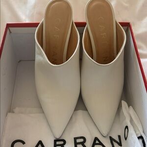 Carrano White Leather Mules for Women